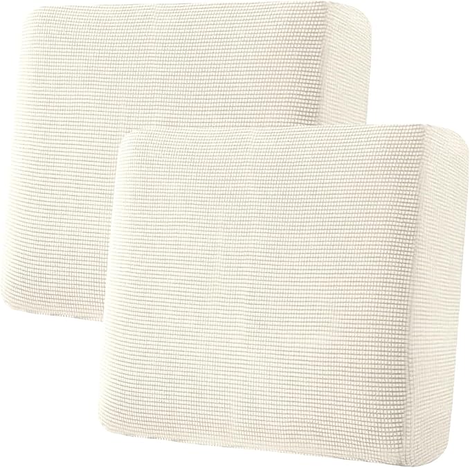 H.VERSAILTEX Super Stretch Individual Seat Cushion Covers Sofa Covers Couch Covers Slipcover Sets Thick Jacquard Textured Twill Fabric (2 Piece Large Sofa Cushion Covers, Porcelain)-Ruum Studio Home
