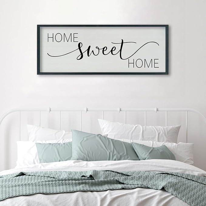 SRSZHIYUE Home Sweet Home Sign 40"x15" for Farmhouse Rustic Large Family Living Room Over Couch Modern Horizontal Wall Decor, Wood Framed Plaques Art Decorative (Black)-Ruum Studio Home