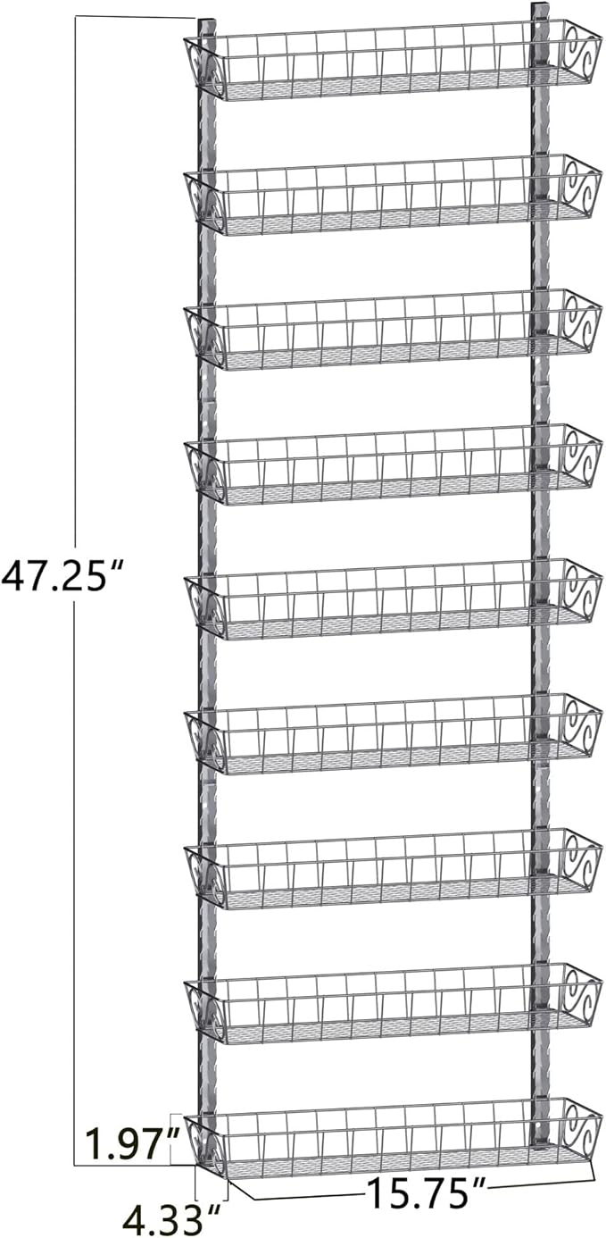 SWOMMOLY Adjustable Wall Mount Spice Rack, 9-Tier Dual-use (Multi-use) Organizer, Silver-Ruum Studio Home
