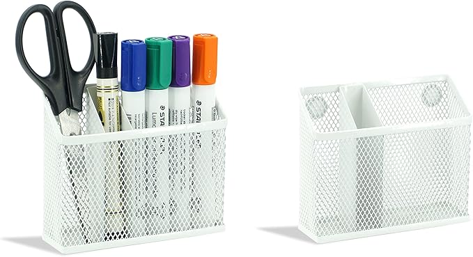 Neudeoc Locker Organizer and Accessories Kit, Includes Mesh Locker Shelf and Magnetic Pen Holder, Suitable for School, Work, Kitchen and Bathroomn (Pack of 4, White)-Ruum Studio Home