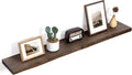 Floating Shelves for Wall Decor, Rustic Solid Elm Wood Live Edge Floating Shelves Wall Mounted, Wall Shelves with Invisible Bracket for Living Room Bathroom Bedroom Kitchen, 48 Inch, Walnut-Ruum Studio Home