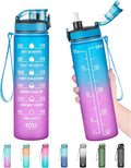 Enerbone Water Bottle, Leakproof BPA & Toxic Free, Motivational Water Bottle with Times to Drink and Straw, Fitness Sports Water Bottle with Strap for Office, Gym, Outdoor Sports-Ruum Studio Home