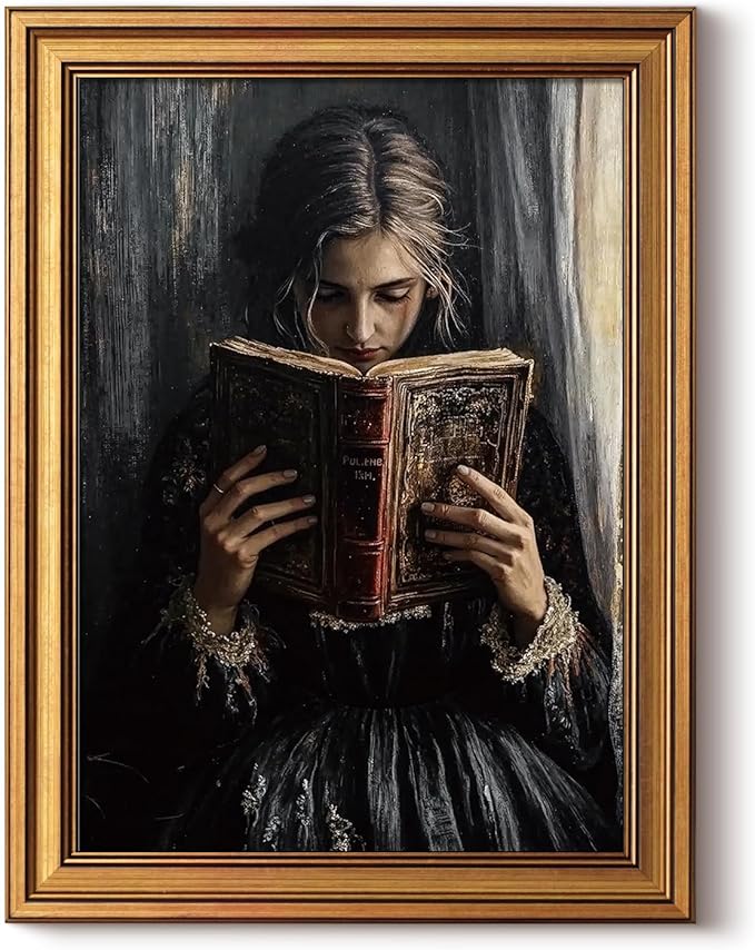 HUARCEY Gold Framed Wall Art for Living Room, Portrait Painting Prints, Vintage Wall Decor for Kitchen, Gothic Bedroom Wall Art for Home Office Magic Scripture 16L x 12W-Ruum Studio Home