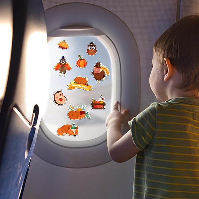 Window Clings Stickers for Kids Window Gel Clings Decals Thick Gel Clings Toddlers and Adults Classroom Home Nursery Airplane Birthday Party Supplies (Fall)-Ruum Studio Home