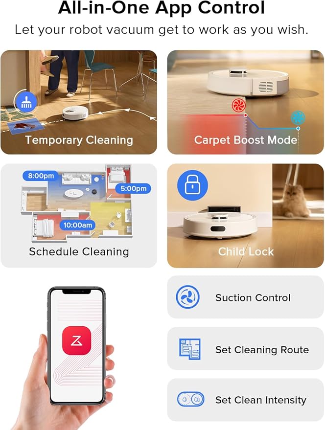 roborock Q7 L5 Robot Vacuum and Mop Combo, 8,000Pa Suction, Upgraded from Q5 Pro, Dual Anti-Tangle System, LiDAR Navigation, No-Go Zones, Self-Charging Robotic Vacuum Cleaner, White-Ruum Studio Home