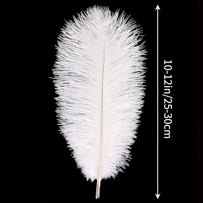 THARAHT White Ostrich Feathers 12pcs Natural Bulk 10-12Inch 25cm-30cm for Crafts Wedding Party Centerpieces Easter Gatsbi and Christmas Tree Decoration Feathers-Ruum Studio Home