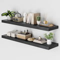 Heimlove 48W x 12D Long Floating Shelf, 12 Inch Deep Black Floating Shelves for Wall Set of 2, Wood Shelves for Bedroom Living Room Bathroom Kitchen Home Office, Wall Shelves with Heavy Duty Bracket-Ruum Studio Home