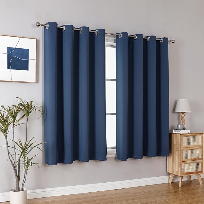 ChrisDowa Grommet Blackout Curtains for Bedroom and Living Room - 2 Panels Set Thermal Insulated Room Darkening Curtains (Stone Blue, 52W x 45L)-Ruum Studio Home