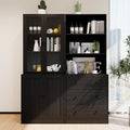 TUSY 71" Bookshelf Bookcase, 3-Tier Modern Bookshelves 3 Large Drawer, Wood Filing Cabinet with Open Storage Shelf, Glass Doors 5-Tier Fixed Storage Shelves for Home Office (Black)-Ruum Studio Home