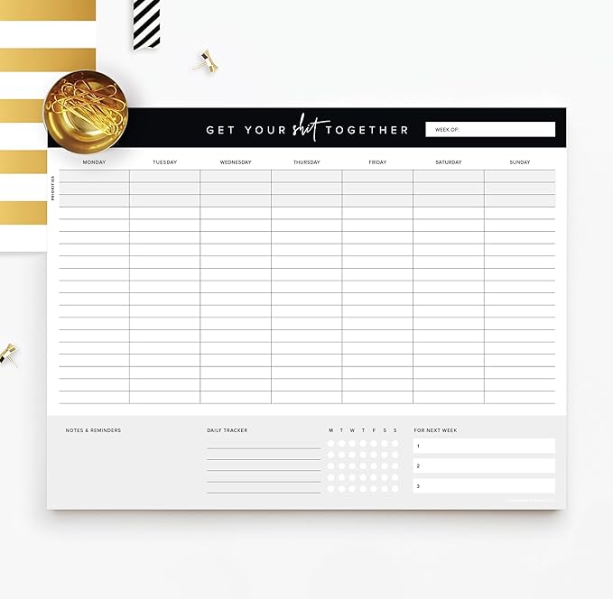Get Your Stuff Together Weekly Work Planner - 8.5 x 11 Inch Undated Daily Planner with 52 Tear-Off Pages, Weekly To Do List Notepad for Effective Task Management, US Owned Busines-Ruum Studio Home