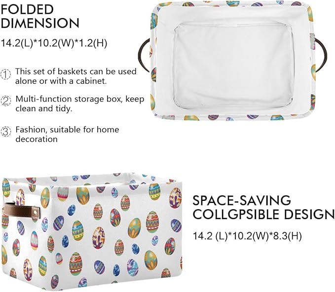 Easter Storage Basket Cube Storage Bins Organizer Bag Collapsible Closet Shelf Baskets with handle for Baby Cloth Pet Toy Book 14.2×10.2×8.3 IN-Ruum Studio Home