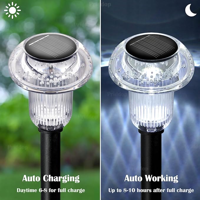 Solar Lights Outdoor Pathway Waterproof 8 Pack Cold White LED Acrylic Mushroom Decorative Garden Lights for Yard Landscape Patio Outside Decor-Ruum Studio Home
