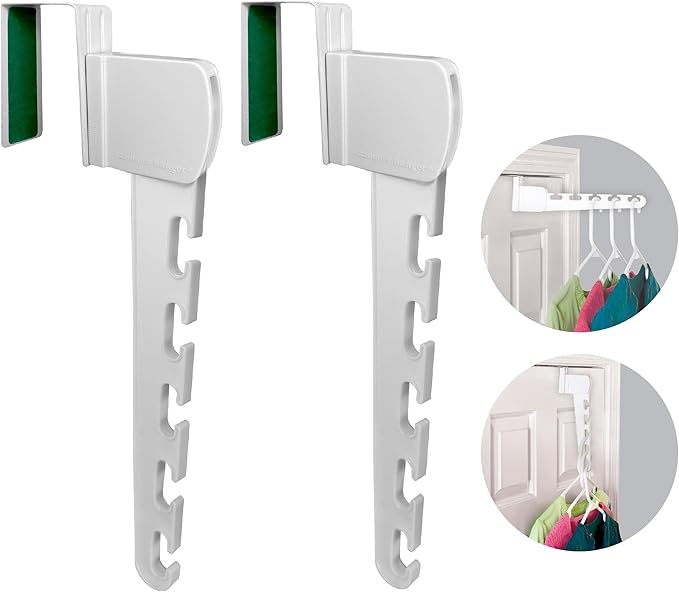 Wonder Hanger Over The Door 2-Pack Organizer for Clothes Hangers, Space-Saving Cascading Hanger Hooks, White-Ruum Studio Home