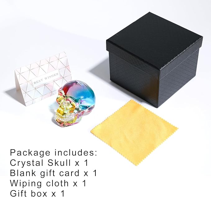 Model Statue for Home Décor Crystal Skull Decorative Figurine Gifts for Women Husbands Halloween Head Figurine Decoration Gift (Multi-Color Skull)-Ruum Studio Home