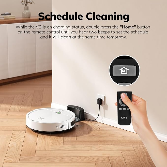 ILIFE V2 Robot Vacuum Cleaner, Tangle-Free Suction, 120 Mins Runtime, Slim, Self-Charging Robotic Vacuum Cleaner, Ideal for Pet Hair and Hard Floors-Ruum Studio Home