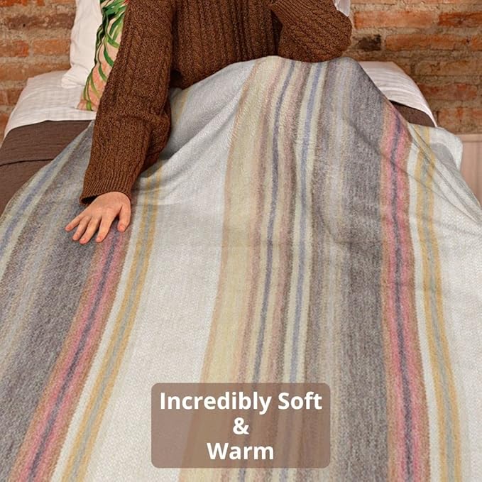 Alpaca Wool Throw Blanket | Super Soft, Lightweight, Breathable and Hypoallergenic | Non-Itchy or Scratchy (Beige Brown Varicolored, Queen (U.S. Standard))-Ruum Studio Home