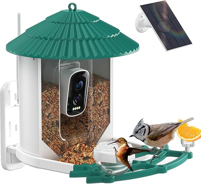 Bird Feeders for Outdoors, Smart Bird Feeder with Camera Solar Powered, AI Species Identification, 3K Video Live Stream Camera, 5Mp HD Night Vision, Instant Arrival Alerts-Ruum Studio Home