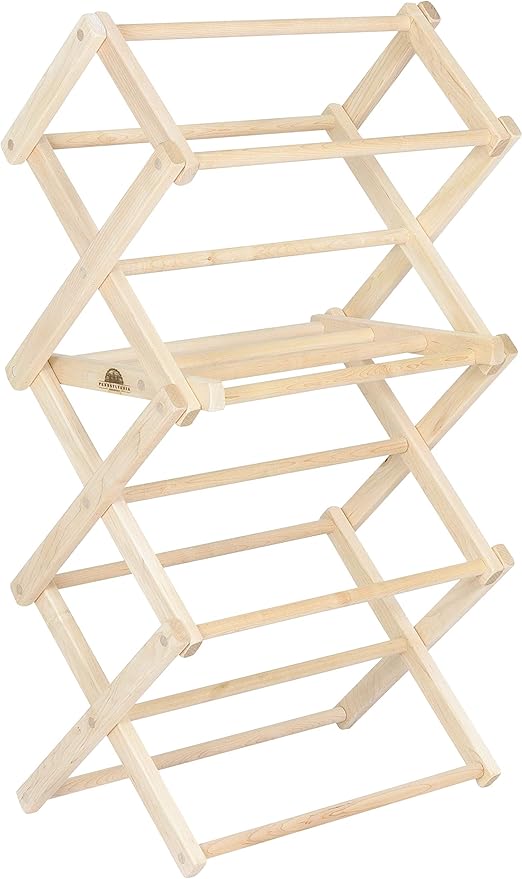 Pennsylvania Woodworks Clothes Drying Rack: Solid Maple Hard Wood Laundry Rack for Baby Clothes, Hand Towels, Delicates & More, Durable Small Folding Drying Rack, Made in USA, No Assembly Needed-Ruum Studio Home