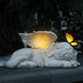 WONDER GARDEN Sleeping Dog Angel Statue with Solar Light - Pet Memorial Stone, in Memory of Dog, Marker Tribute Statues, Resin Guardian Angels, Bereavement Gift-Ruum Studio Home