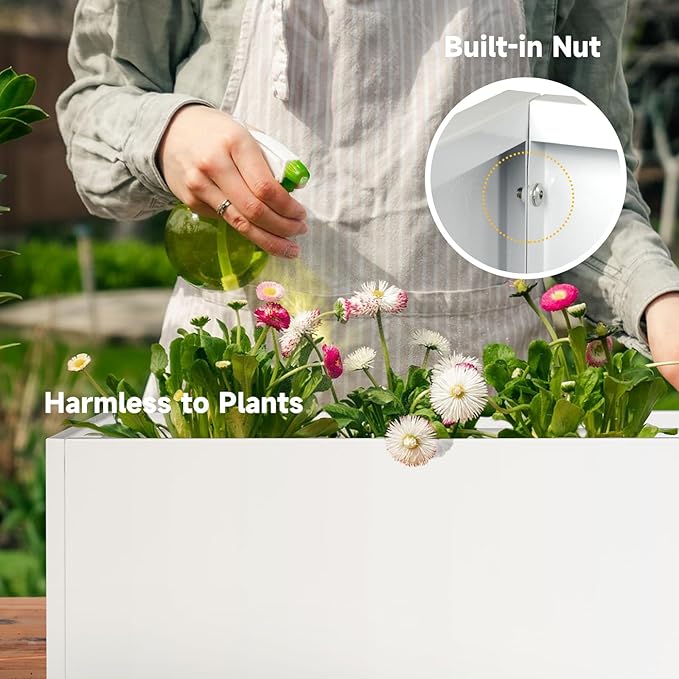 Galvanized Steel Garden Planter - White Matt Galvanized Metal Planter Box - Modern Metallic Heavy Planter - Indoor & Outdoor, Commercial & Residential (White, L36 x W12 x D16)-Ruum Studio Home