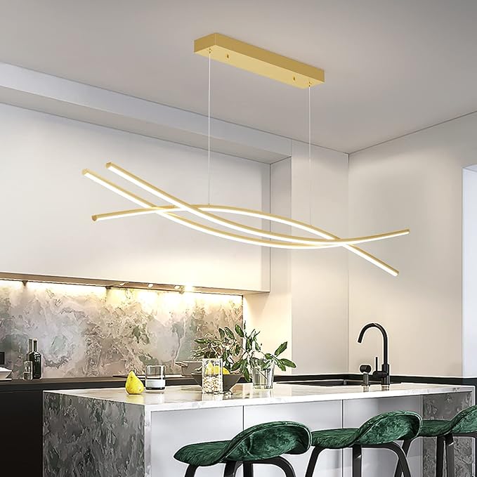Modern Chandelier with 1%-100% Dimmable, Suitable for Dining Room, Bedroom and Living Room(Gold)-Ruum Studio Home