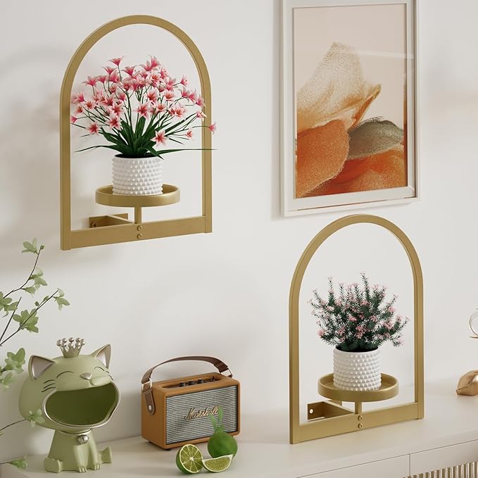 Wall Plant Holder, Wall Planter for Indoor Plants, Window Plant shelves for Multiple Plants Indoor Outdoor, Framed Plant Holder for Home Decor (3 Pack)-Ruum Studio Home