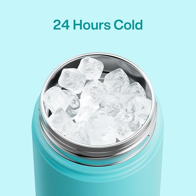 Insulated Water Bottle with Straw Stainless Steel Water Bottle, Leak-Proof, BPA-Free, Double Wall Vacuum Keeps Cold for 24 Hours for Sports, Travel, School (18 oz, Aquamarine Blue)-Ruum Studio Home
