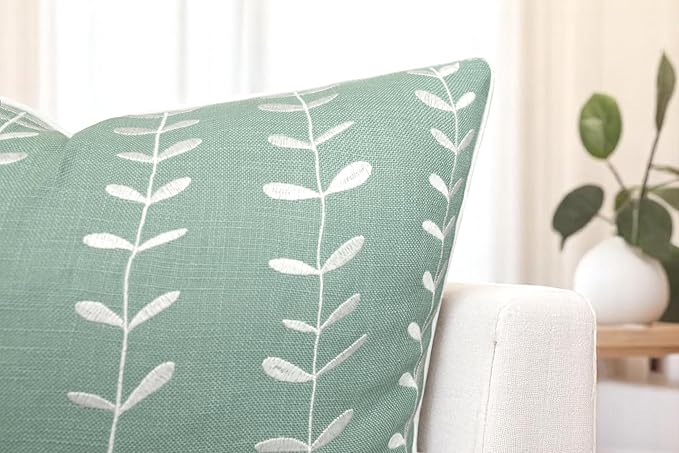 VAGMINE Embroidered Lollipop Cushion Cover - 20x20 Inches Square - 100% Cotton Light Teal Throw Pillow Case - Minimalist Chic Design - Luxury Home Accent for Sofa, Couch, Bed, Office-Ruum Studio Home