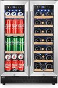 Tylza Upgraded Wine and Beverage Refrigerator 24 Inch, Dual Zone Wine Beverage Cooler with French Door, Under Counter Wine Beer Fridge Built-In or Freestanding, Holds 20 Bottles and 88 Cans TYBC120-3-Ruum Studio Home