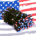 HOME LIGHTING 200 LED 66FT Fairy String Lights, July 4th Patriotic Light with 8 Lighting Modes, Mini Lights Plug in for Indoor Outdoor Independence Day Tree Holiday Party Decor, Red Blue & White-Ruum Studio Home