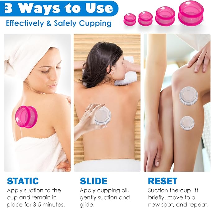 15Pcs Cupping Therapy Set-Professional Silicone Cupping, Suitable for Facial Body Massage/Deep Myofascial Release/Pain Relief/Muscle Relaxation & More (Rose Red,15pcs)-Ruum Studio Home