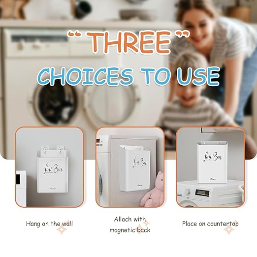 Sealegend Magnetic Lint Bin for Laundry Room with Dryer Lint Brush, Wall Mounted Trash Can Space-Saving Laundry Organization and Storage, White-Ruum Studio Home