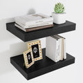 Fun Memories Black Floating Shelves for Wall - 10 x 16 Floating Shelf - Rustic Wood Storage Shelf - Wall Shelves with Invisible Bracket - 16" Bookshelves for Living Room & Bedroom - Black - Set of 2-Ruum Studio Home