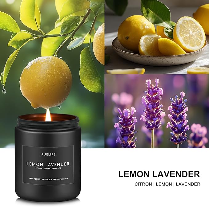 Lemon Lavender Candle | Scented Candles for Home, Aromatherapy Gifts - Soy Candles for Home Scented, Candle Gift for Women Men, Natural Fragrance -7oz 50 Hours Long Burning-Ruum Studio Home