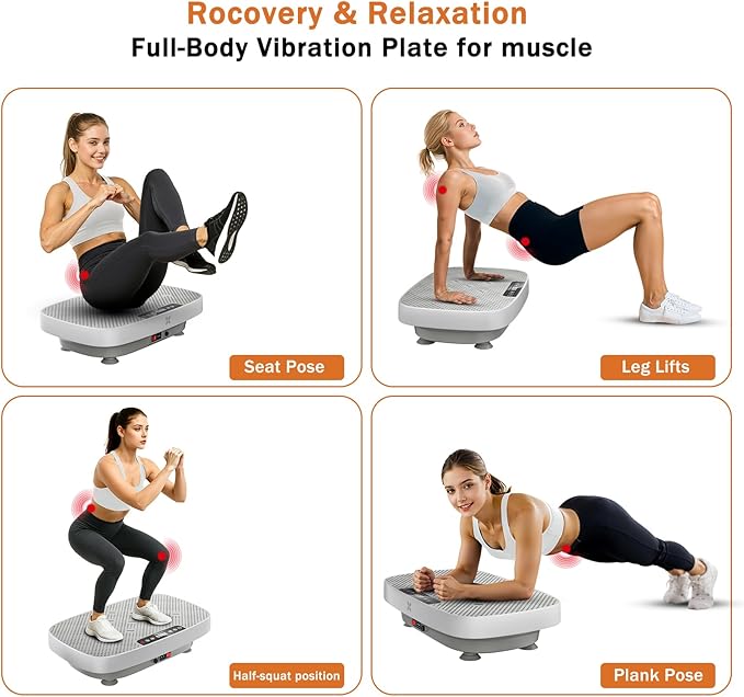 Vibration Plate Exercise Machine, Ultra-Quiet Vibration Plate for Lymphatic Drainage & Body Toning, Whole Body Vibration Platform with Bluetooth, Resistance Bands, Home Gyms Equipment-Ruum Studio Home