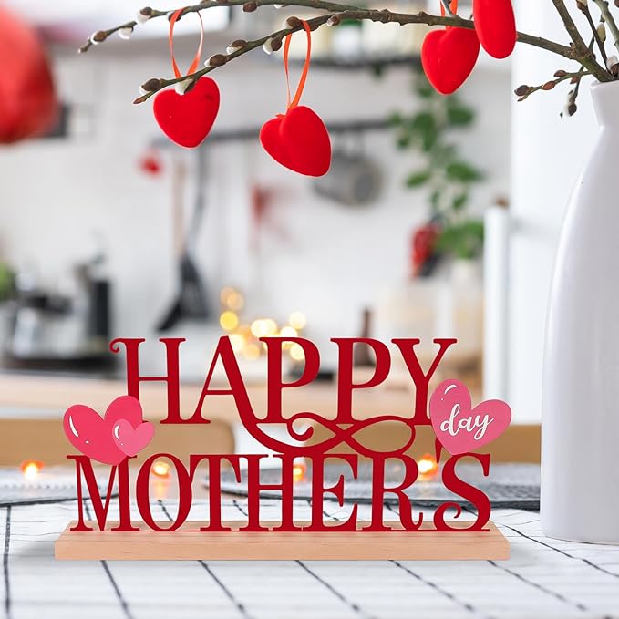 COCHIE Metal Happy Mother's Day Sign, Mothers Day Decorations for Home, Shelf, Mantel, Indoor, Mothers Day Gifts for Mom from Daughter Son, Mother Day Table Top Party Decoration (Mother's Day)-Ruum Studio Home