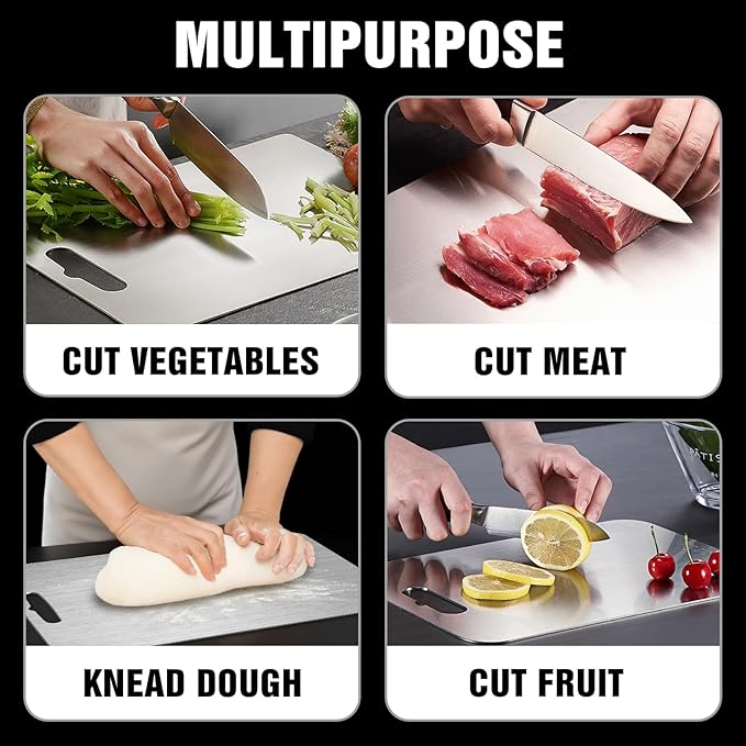Titanium Cutting Board for Kitchen - 100% Pure Titanium Cutting Boards Non Toxic - 2025 New Upgrade Double Sided Metal Chopping Boards for Meat, Vegetables, Fruits, Dishwasher Safe (18 x 12 In)-Ruum Studio Home