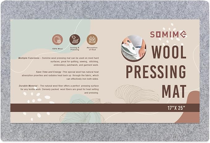 Somime 17x25" Wool Pressing Mat, 100% New Zealand Wool Ironing Mat, Felted Wool Ironing Board for Sewing, Quilting, DIY Crafts, and Embroidery-Ruum Studio Home