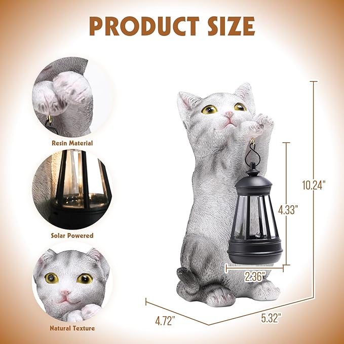 Solar Cat Garden Statue: Outdoor Cat Statues for Garden with Lights for Yard Art Lawn Ornaments Porch Patio Balcony Home House - Gardening Gifts for Women Grandma Mom-Ruum Studio Home