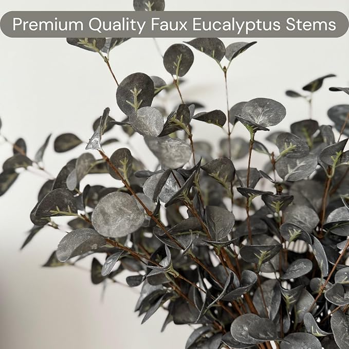 RyddeligHome 6 Branches Artificial Long Eucalpytus Stems for Tall Vase, Eucalyptus Centerpieces for Tables, 23" Dusty Green Faux Stems for Vase, Realistic Greenery Branches Fillers for Home Décor-Ruum Studio Home