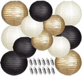 Paper Lanterns Decorative, Black Gold Hanging Round Chinese Lanterns with Lights for Graduation Anniversary Birthday Party 12 LED Light Pack of 12-Ruum Studio Home