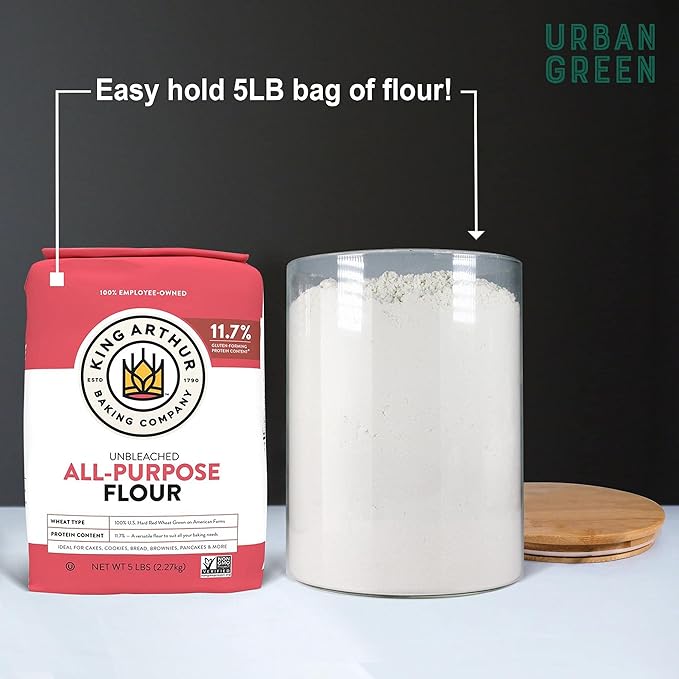 Urban Green Glass Jar with Bamboo Lids (2 sets 100oz) with Metal Scoop, Food Storage Containers with Airtight Lids, Glass Canisters sets, Flour Container Jar-Ruum Studio Home