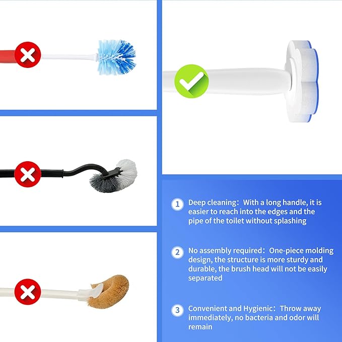 Disposable Toilet Bowl Brush with 40 Toilet Wand Refills, Toilet Bowl Cleaner Wands, Toilet Cleaning System Starter Kit-Ruum Studio Home