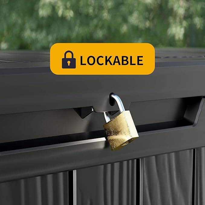 180 Gallon Double-Wall Resin Deck Box - Lockable Waterproof Outdoor Storage Box, 1000lbs Capacity & Doubles as Seating for Patio Furniture, Garden Tools, Pool Accessoriess (Black)-Ruum Studio Home