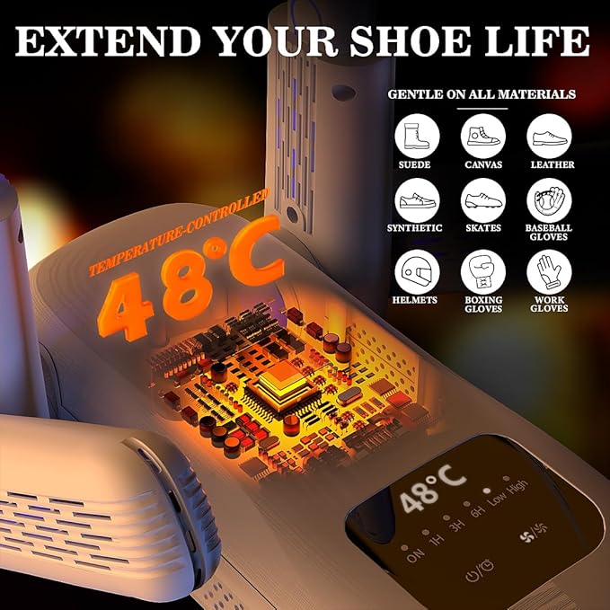 Shoe Dryer & Boot Dryer with Deodorizer – Shoe-Friendly Technology, Shoe Warmer with Heat Blower Fan, Dries 4 Shoes at Once and Odor Removal - Ideal for Ski Shoes, Boots, Gloves, and Hats-Ruum Studio Home