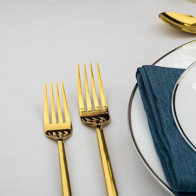 Alata Potter Gold 20-Piece Forged Silverware Set with Utensil-Serving Set, Service for 4, Stainless Steel Flatware Set, Modern Design with Mirror Finish, Ideal for Home, Kitchen, Party, Camping-Ruum Studio Home