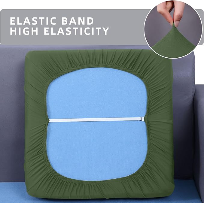 hyha Waterproof Couch Cushion Covers, Stretch Sofa Couch Seat Slipcover for Dog Washable, Non-Slip Waterproof Outdoor Cushion Covers for Patio Furniture Replacement (3 Pieces, Bronze Green)-Ruum Studio Home