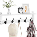 Homode Coat Rack with Wall Shelf and Hooks - 24 Inch Long, Wooden Hanging Coat Hanger with Hat Shelf for Entryway, Bathroom, Mudroom, White-Ruum Studio Home