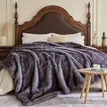 Fluffy Faux Fur Throw Blanket – Super Soft Warm Thick Plush Blanket for Bed, Couch & Office, Cozy Fuzzy Throw with Flannel Backing,90"x90", Grey-Ruum Studio Home