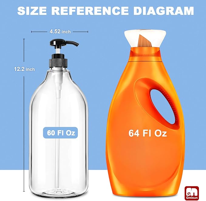 GMISUN Laundry Detergent Soap Dispenser, Liquid Laundry Detergent Dispenser, Container for Farmhouse Room Decor, Organizer for Liquid DetergentSoftenerBleach Storage Bottle(64 Oz Set of 4)-Ruum Studio Home